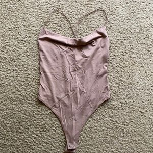 NEVER WORN Abercrombie drape neck thong bodysuit